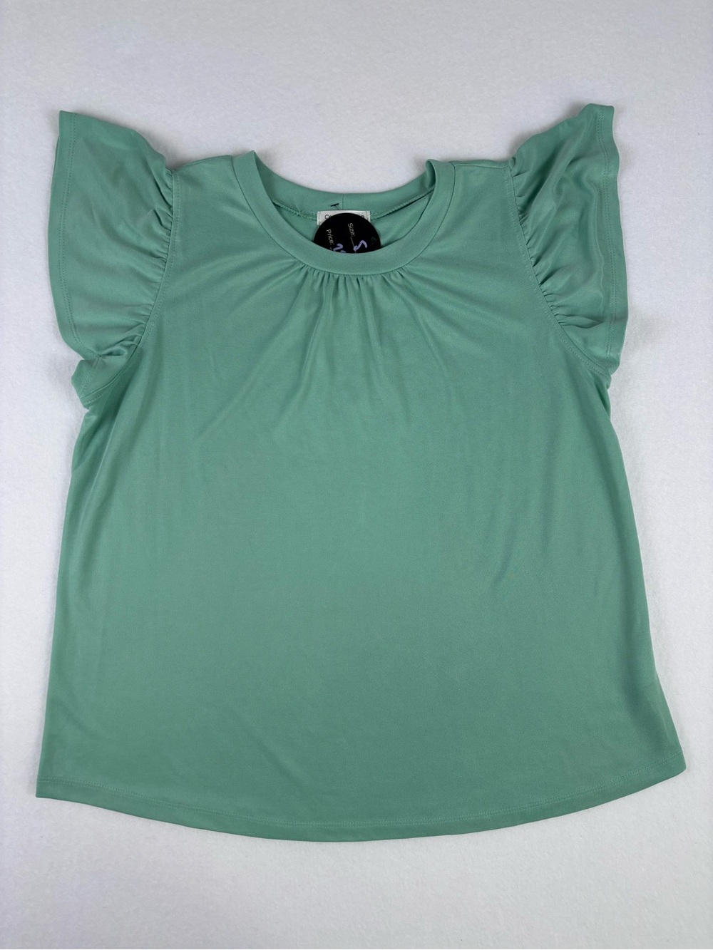Carole Christian NWT Mint Green Ruffle Flutter Sleeve Blouse Top Women’s Small